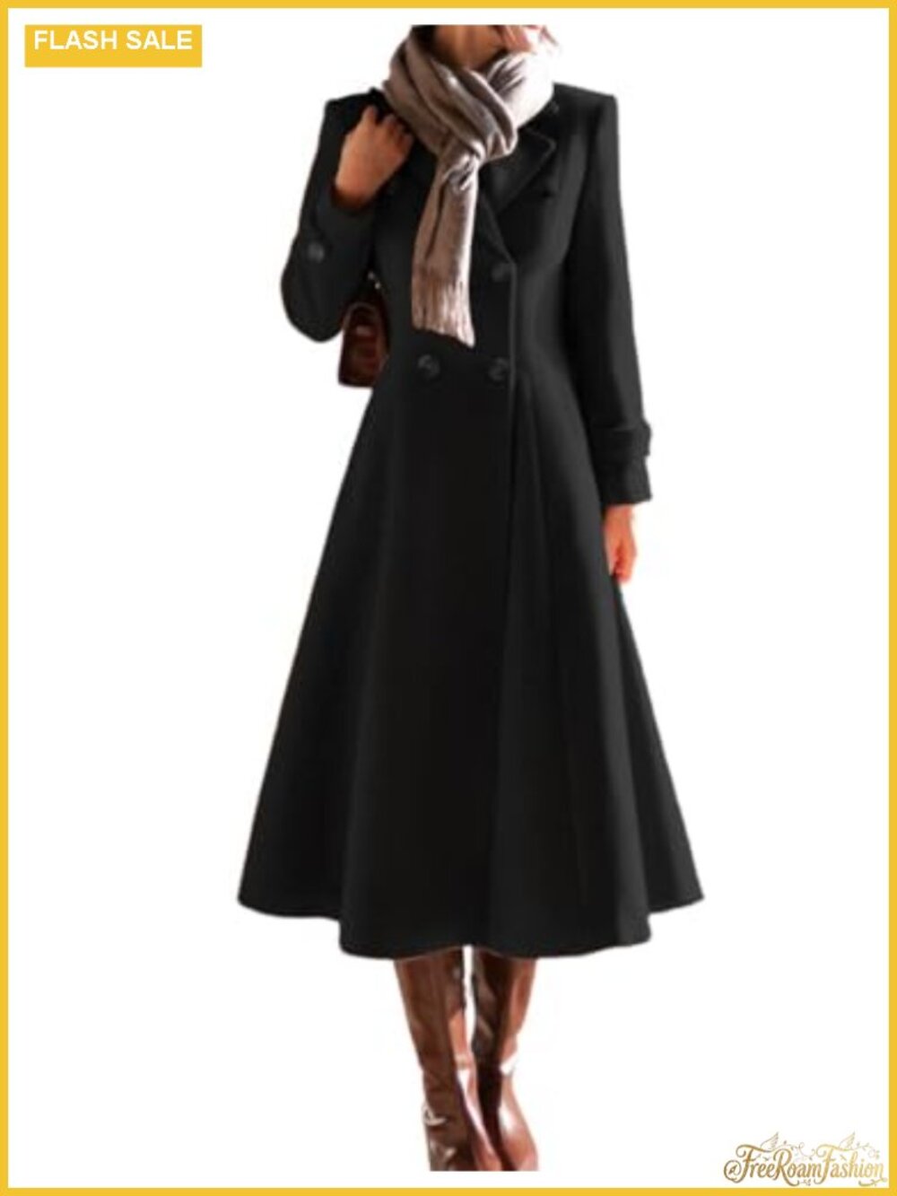 Kinghua Long Wool Peacoat Women Double Breasted Trench Coat Winter